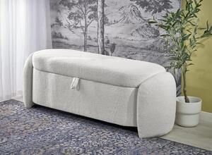 Panca Ficaria con contenitore in bouclé crema – 150x47x51 cm