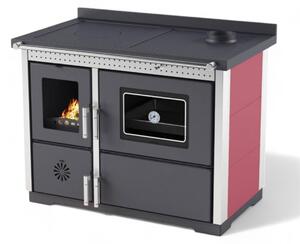 Stufa Cucina riscaldamento a Legna piano cottura in ghisa con Forno Struttura in acciaio Exclusive Inox