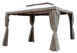 Gazebo da esterno 3x4 mt struttura in alluminio e telo in poliestere con zanzariera perimetrale scorrevole Privacy Plus
