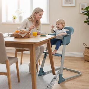 Costway Seggiolone pappa alto in pp con vassoio/cuscino rimovibili, Seggiolone per bimbi 6-36 mesi cintura/barriera/poggiapiedi