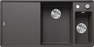 BLANCO AXIA III 6 S-F, SILGRANIT® PuraDur®, grigio roccia, vasca a destra, con scarico a distanza, incluso tagliere in vetro