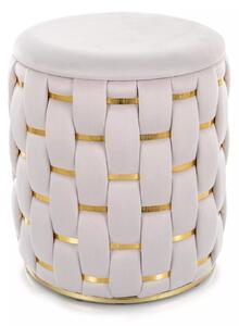 Pouf Tiara Velvet con contenitore in velluto beige chiaro – Ø37x42 cm