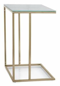 Tavolino Symphony G in vetro bianco e metallo oro – 40x30x61 cm