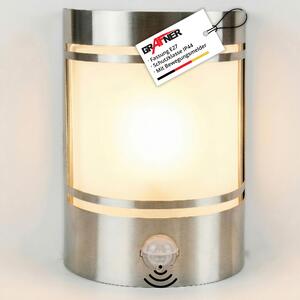 Grafner® Lampada da parete in acciaio inox con sensore di movimento 153SQE27PIR Lampada da parete