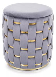 Pouf Tiara Velvet con contenitore in velluto grigio – Ø37x42 cm