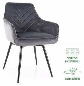 Sedia Servio Velvet grigia con auto-return – 55x45x88 cm