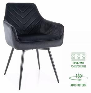 Sedia Servio Velvet nera con auto-return – 55x45x88 cm