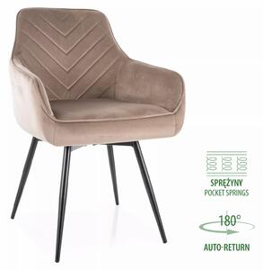 Sedia Servio Velvet beige scuro con auto-return – 55x45x88 cm