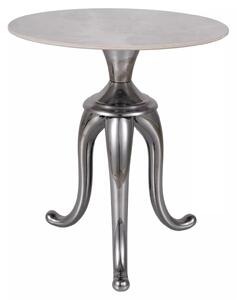 Tavolino Snake in ceramica marmo bianco con base argento – Ø48x55 cm
