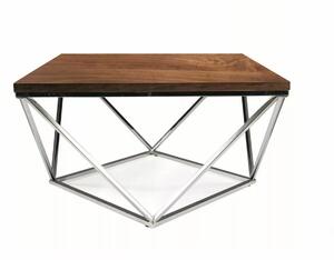 Tavolino Silver A in noce e acciaio – 80x80x45 cm