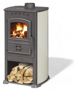 Stufa riscaldamento a legna con struttura in acciaio 7,3 kW - beige