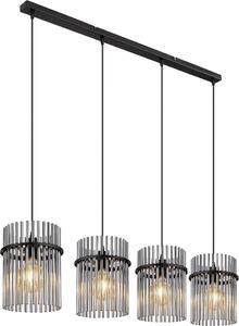 Lampada a sospensione a LED, metallo, nero, aste in vetro color fumo, L 110 cm