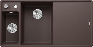 BLANCO AXIA III 6 S-F, SILGRANIT® PuraDur®, caffè, bacinella a sinistra, con tagliere in legno
