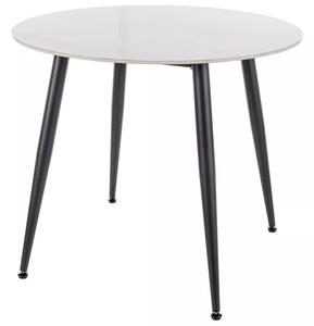 Tavolo Rion rotondo in ceramica bianca lucida e metallo nero – Ø90x76 cm