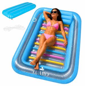 LUARO KX2728: Lettino gonfiabile per l'acqua con cuscino, 170 x 115 cm, colore blu