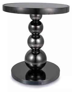 Tavolino Rima in vetro nero e metallo nero lucido – Ø50x56 cm