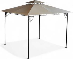 Gazebo ornamentale 300x300xH280 cm struttura in metallo antracite con copertura in poliestere beige antivento