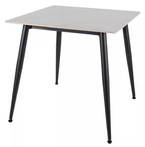Tavolo Rion 80 in ceramica bianca lucida e metallo nero – 80x80x76 cm