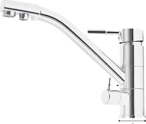 Rubinetto da cucina, funzionalità 3 in 1, bocca orientabile a 360°, argento, G3/8