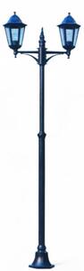 Lampione da giardino nero altezza 230 cm con due luci vetri trasparenti ip44 in alluminio per esterni 2x100w