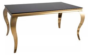 Tavolo Prince in vetro nero e acciaio dorato – 150x90x75 cm