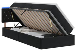 Letto a castello con contenitore LED vidaXL con materasso, nero, 90 x 200 cm, velluto