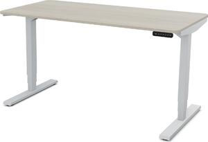 Scrivania ASSMANN regolabile elettricamente in altezza Y-Line Curved quercia polare alluminio bianco, 120x80cm, funzione memoria, funzione motore 2-fold