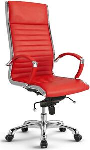 VERSEE Montreal sedia da ufficio in pelle rossa - sedia direzionale ergonomica con schienale alto, comoda sedia girevole, imbottitura di alta qualità, supporta fino a 150 kg