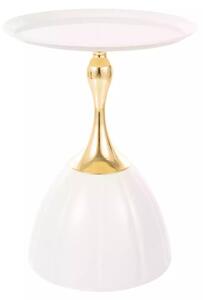 Tavolino Piana bianco e oro – Ø38x50 cm