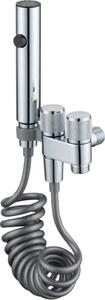 INF Compagno Mini WC in Acciaio Inox valvola angolare doppia uscita doccetta a mano con nucleo in Vetroceramica D'argento