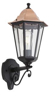 Lampada da parete classica nera con rame IP44 - Havana