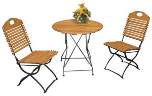 Set da giardino Kurgarten, 3 pezzi, in acciaio piatto, robinia marrone
