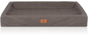 Knuffelwuff letto ortopedico per cani Austin in Pelle finta XL 105 x 80 cm marrone-grigio