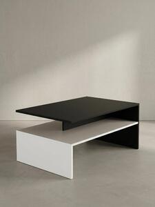 Tavolino moderno bicolore in bianco e nero, rivestimento in resina melaminica. 90x60x43 cm | Kadima Design