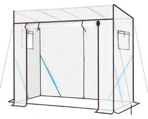 Serra a tetto inclinato Sekey 200 x 77 x 170 cm, serra per pomodori con struttura rinforzata, bianco