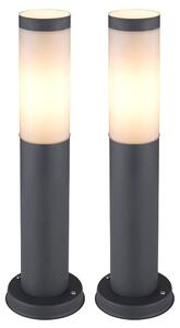 Set da 2 lampade da battiscopa a LED RGB, acciaio inossidabile antracite, H 45 cm