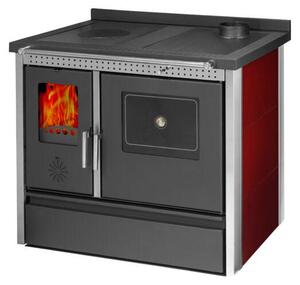 Stufa Cucina riscaldamento a Legna piano cottura in ghisa con Forno Struttura in acciaio Exclusive Inox