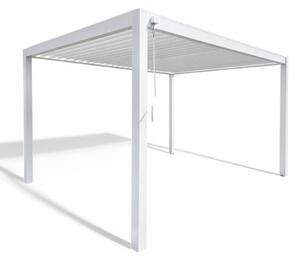 Pergola bioclimatica 3x3 in alluminio con doppia lamella frangisole orientabili e resistenti a tutte le intemperie - Bianco