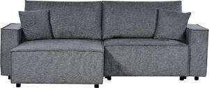 BELIANI Divano letto angolare destro grigio scuro imbottito in poliestere 3 posti a L con cuscini Funzione letto Stile moderno Soggiorno