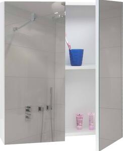 Specchiera HWC-B19b, pensile per bagno, 2 ripiani ® lucido 70x60x16cm ~ bianco