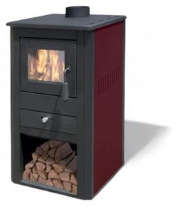 Stufa a legna 10,7 Kw in acciaio 50x41xH86 cm bordeaux