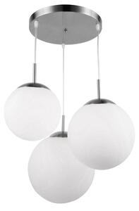 Lampada a sospensione, 3 fiamme, sfere, vetro satinato, P 51,5 cm