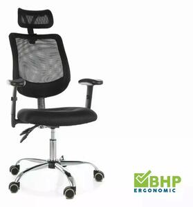 Sedia da ufficio Q-118R nera e argento – 60x44x115 cm