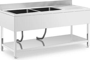 Expondo Royal Catering Lavello - 2 vasche - Acciaio inossidabile - 180 x 70 cm -