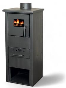 Stufa a legna 6,5 kw in acciaio antracite H80 cm con cassetto estraibile