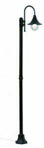 Lampione su palo nero con sfera in policarbonato 100W IP44 altezza 230cm struttura in alluminio verniciato una luce