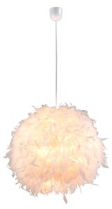 Lampada a sospensione, piume, bianca, diametro 35 cm