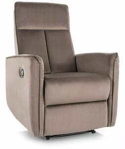 Poltrona reclinabile Nikos in velluto cappuccino – 72x86/159x105 cm