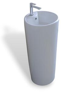 Lavabo lavandino tondo in Vetroceramica bianca lucida 40xH83 cm