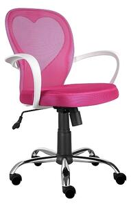 Sedia da ufficio Daisy in tessuto rosa/bianco – 60x47x98 cm